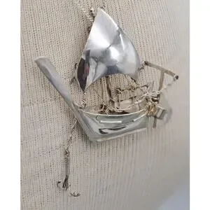 Unknown | Other | Antique 3d Sterling Silver Model Sailing Ship Boat ...
